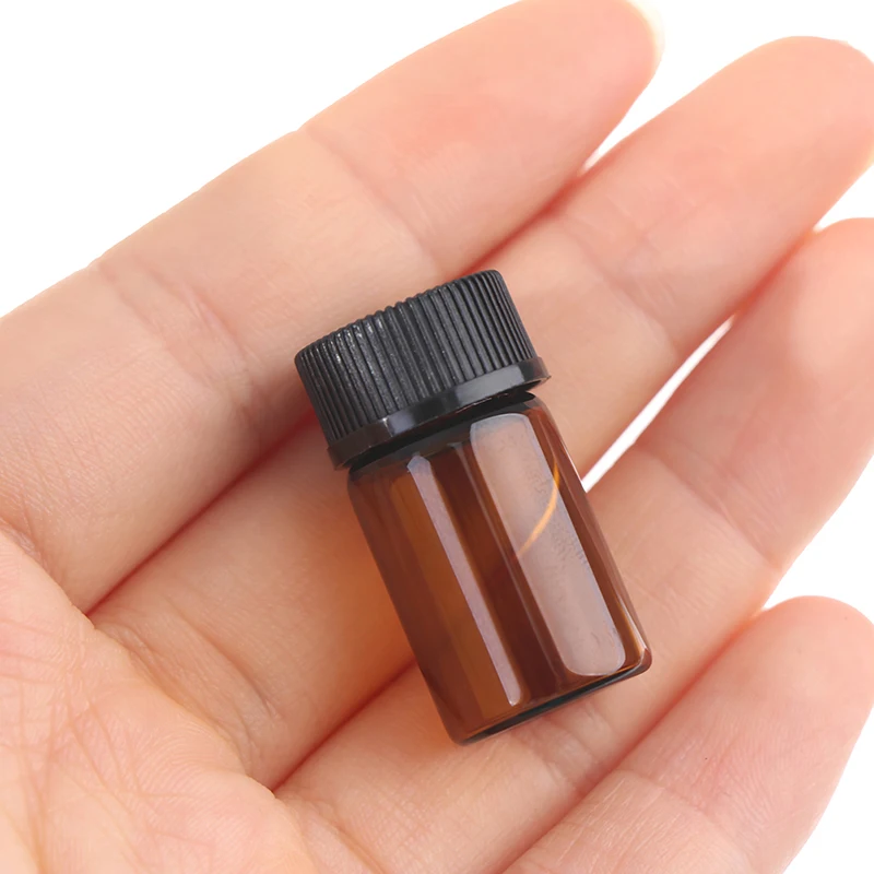 Флакон Янтарный стеклянный для эфирного масла 100 шт./компл. 1-3 мл с отверстием