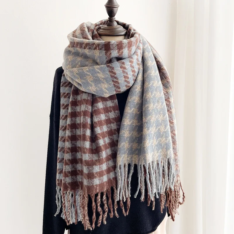 

2021 Autumn and Winter New Cashmere Scarf Fashion Keep Warm Bufanda Stoles Design Plaid Lady Thick Blanket Pashmina