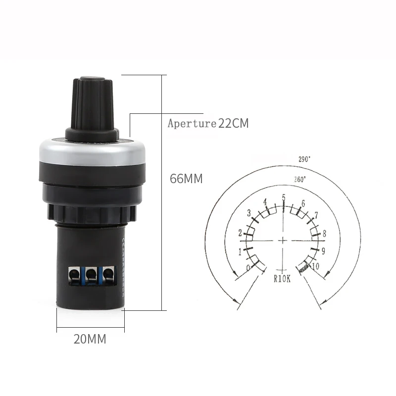 LA42DWQ-22 1K 2K 5K 10K 22mm Diameter Pots Rotary Potentiometer Converter Governor Inverter Resistance Switch for arduino - купить по