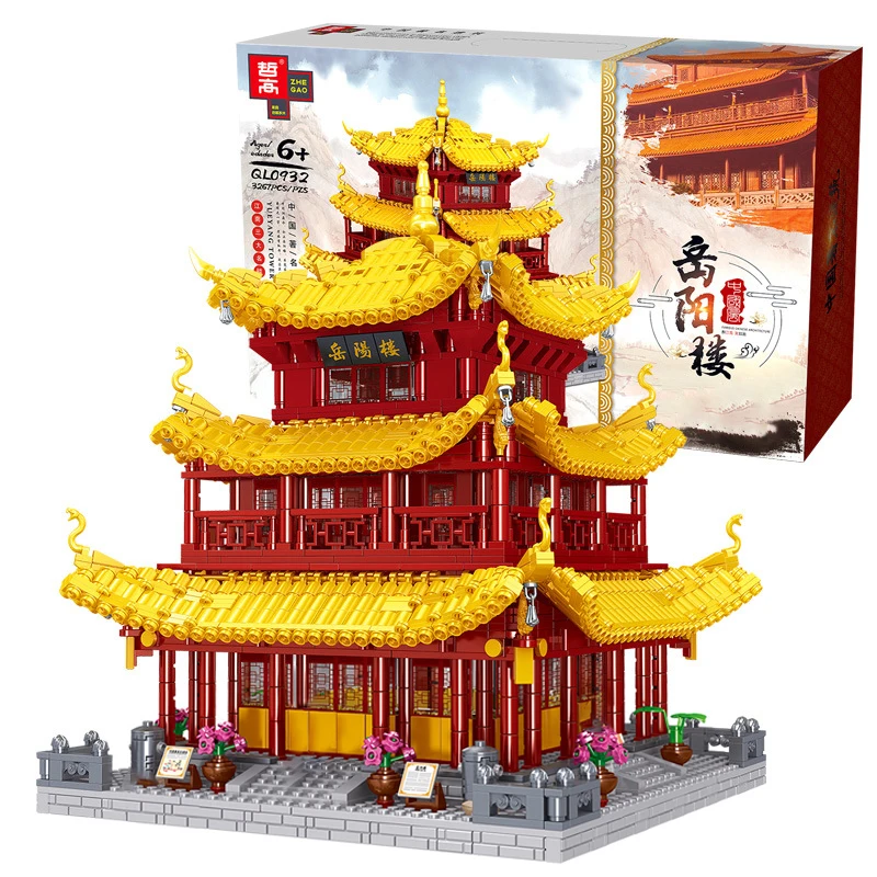 

In Stock ZHEGAO QL0932 Creator Series Yueyang Tower Chinese Ancient Architecture Building Blocks 3267pcs Bricks Toys Sets