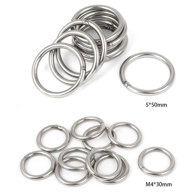 20 шт. сварные круглые обвязочные кольца из нержавеющей стали 10 M5 X 50 мм и M4 30
