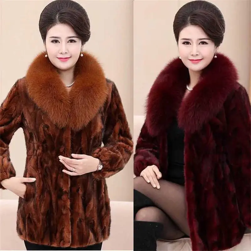

Women 2019 Winter New Real Fox Fur Collar Mink Fur Coat Female Thicken Warm Slim Genuine Fur Coat Abrigos Mujer Invierno K356