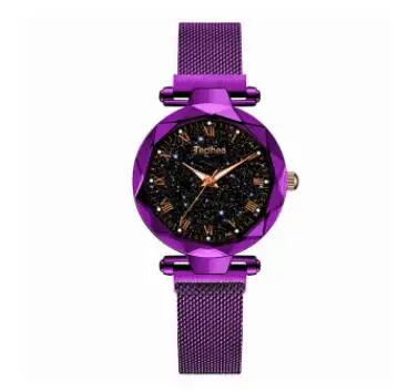 purple Женские наручные часы Звездное небо магнитные женские часы светящиеся Роскошные водонепроницаемые женские часы для relogio feminino Reloj Mujer - Цвет: purple