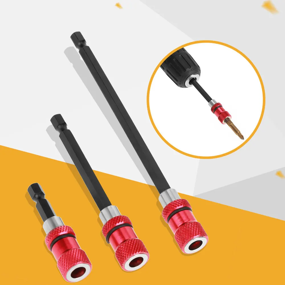 

3PCS Magnetic Drill Bit Extender 1/4inch Hex Shank CR-V Steel Screwdriver Extension Holder Stainless Steel Drill Bit Holder
