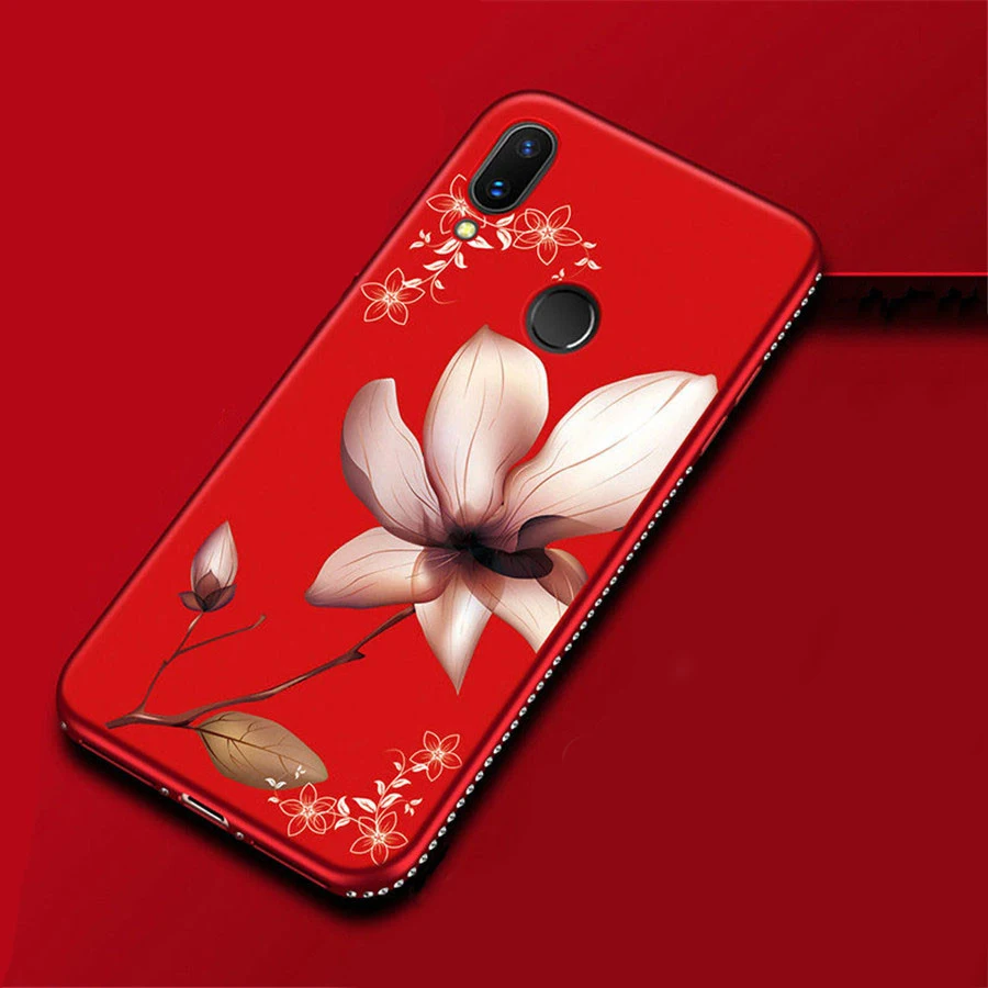 Мягкий силиконовый чехол из ТПУ для телефона Xiaomi Redmi 7 с цветами и стразами xiaomi redmi