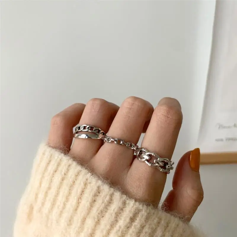 

Женское серебряное кольцо, модное геометрическое кольцо в стиле хип-хоп из стерлингового серебра 925 пробы, ювелирные аксессуары, серебро 925 ...