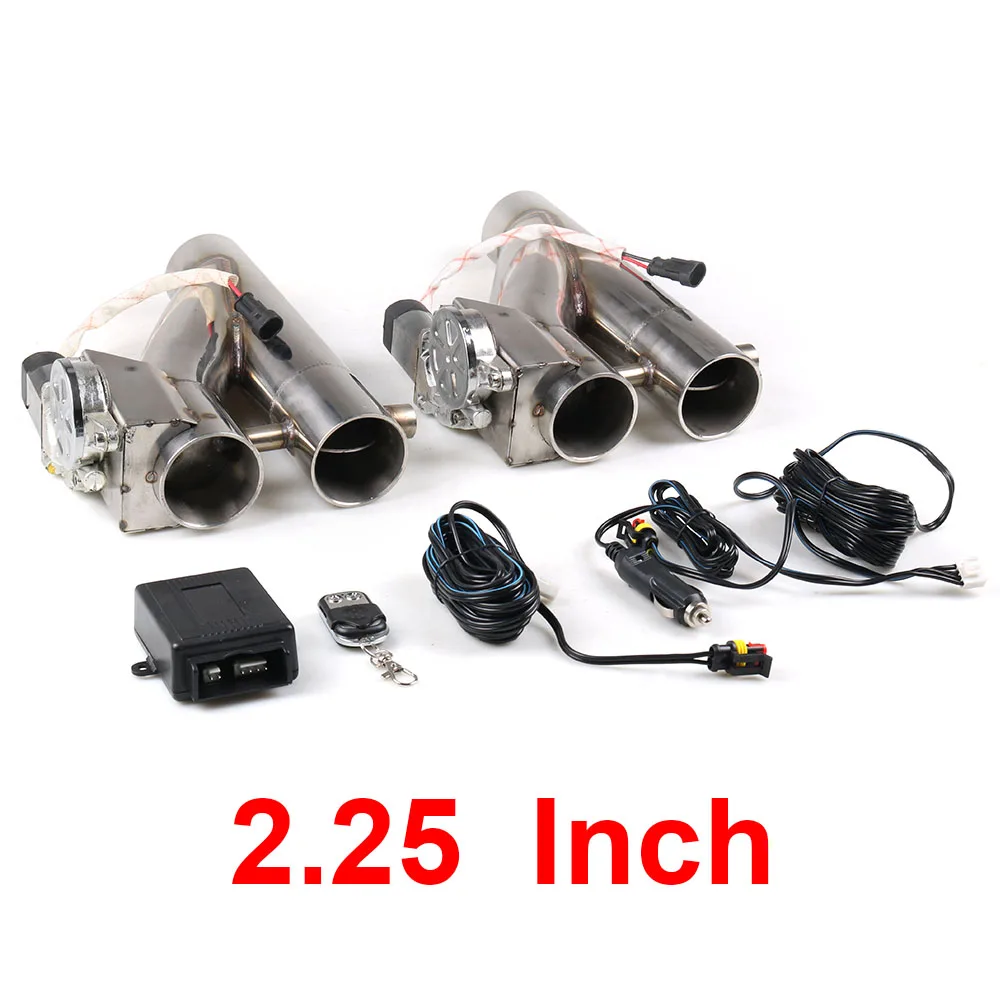 2.25INCH 2,25 ''2,5" " двойной электрический выключатель глушителя комплект Y труба клапан управления выхлопом с двойной система клапанов 1 Перетащите 2 пульта дистанционного Управление - Цвет: 2.25INCH