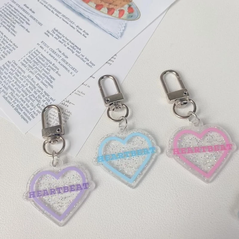 

Korea Ins Heart Acrylic Keychain Cute Transparent Girl AirPods Headset Pendant Keyring Man Women Bag Car Gifts Accessories