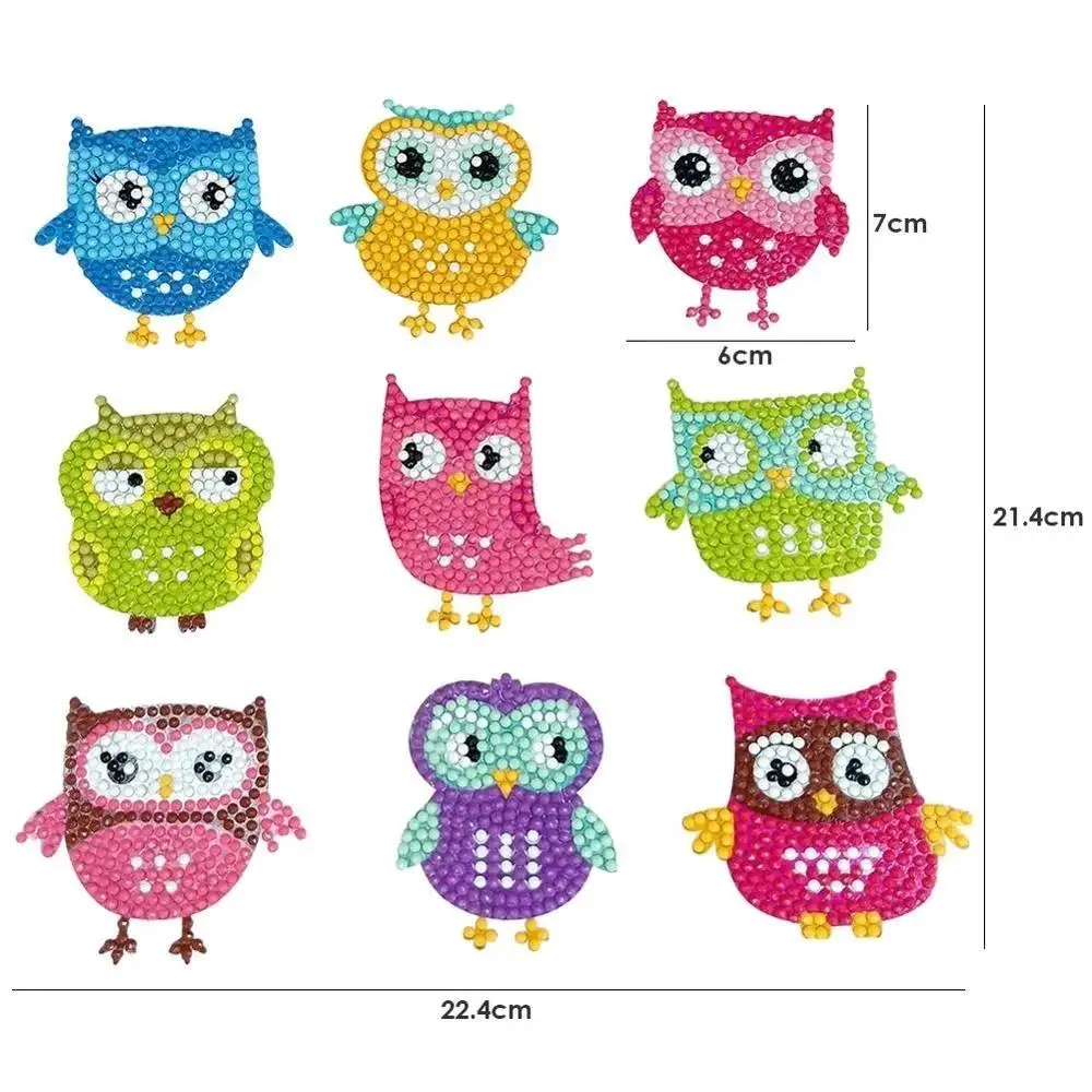 

Diamond Ppainting Kits for Kids Owl Shape Sticker DIY Animal Diamond Painting by Number Round Drill Paster Child Puzzle Gift