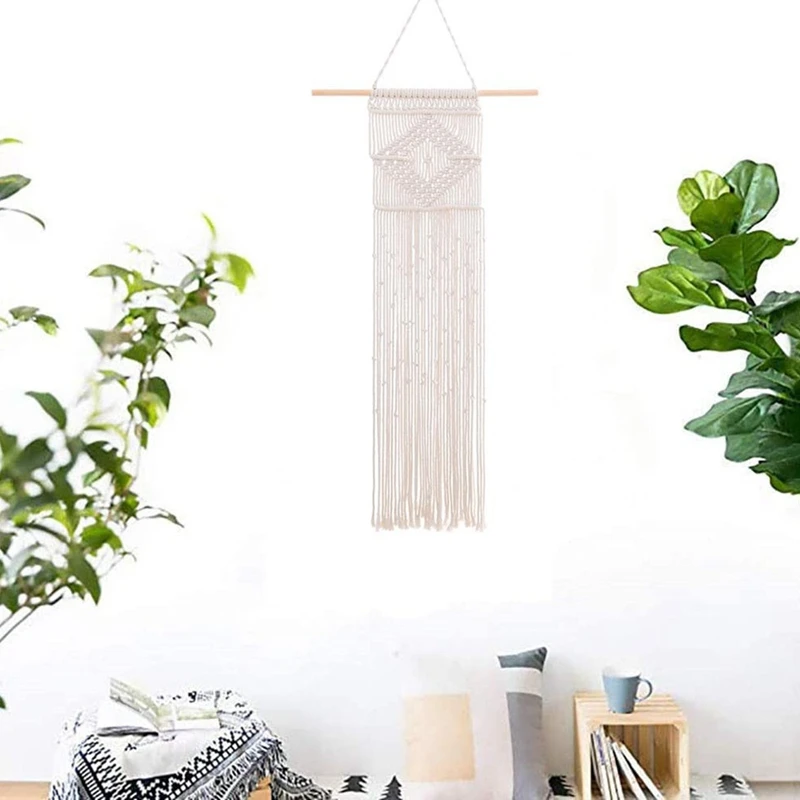 

Macrame Woven Wall Hanging Boho Chic Bohemian Room Geometric Tapestry Art Beautiful Dorm Room Decoration 100cm