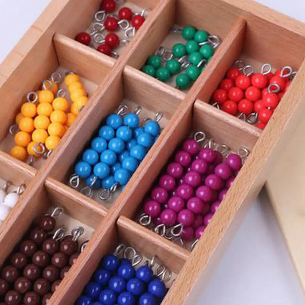 

Montessori Materials Educational Wooden Colorful Checker Board Beads Math Toys