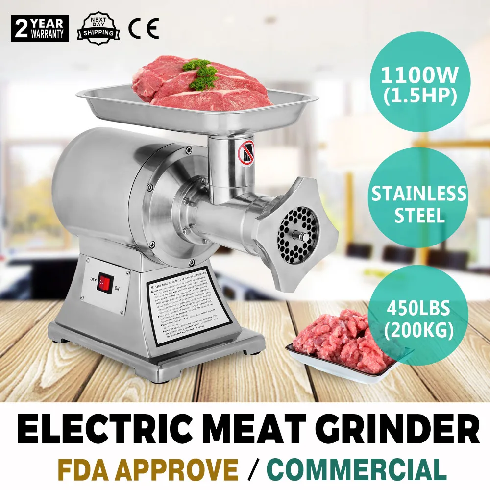 

1.5HP Electric Meat Grinder 1100W 2 Knives Stainless Steel Mincer Stuffer Beef