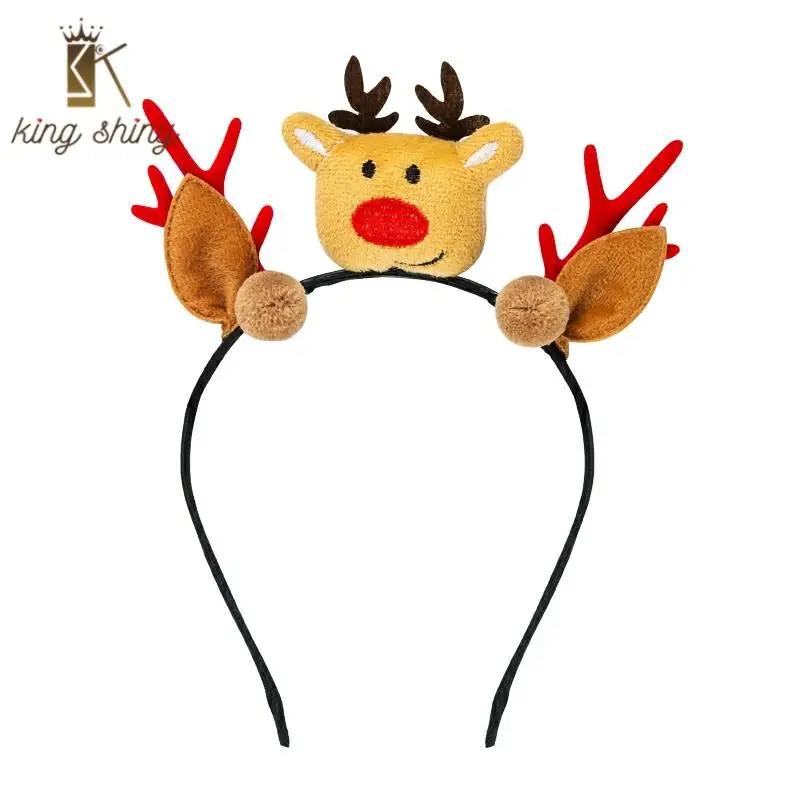 

Lovely Cartoon Santa Claus Christmas Headband for Girl Elegant Artificial Elk Antlers Hairball Hairband Christmas Party Headwear