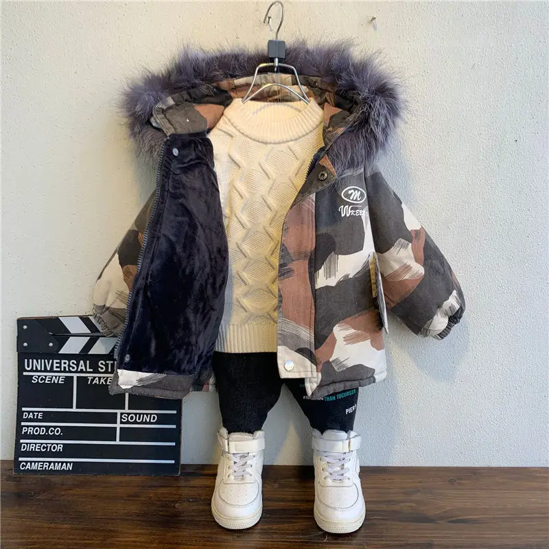 Зимняя теплая пуховая куртка для маленьких мальчиков пальто повседневная