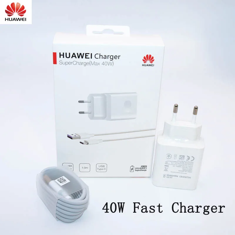 Оригинальное быстрое зарядное устройство HUAWEI 40 Вт 10 в/4 а 5 А кабель Type-C P30 Pro Mate 20 X RS