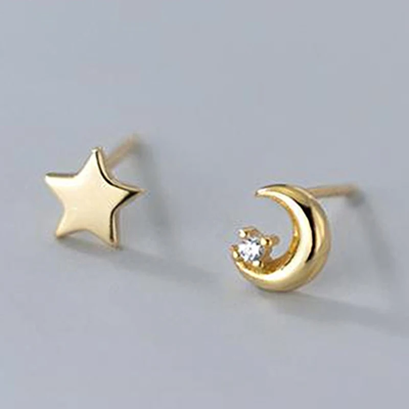 

Женская серебряная маленькая звезда луна серьги-подвески для девушек украшения с одним Цирконом подарки
