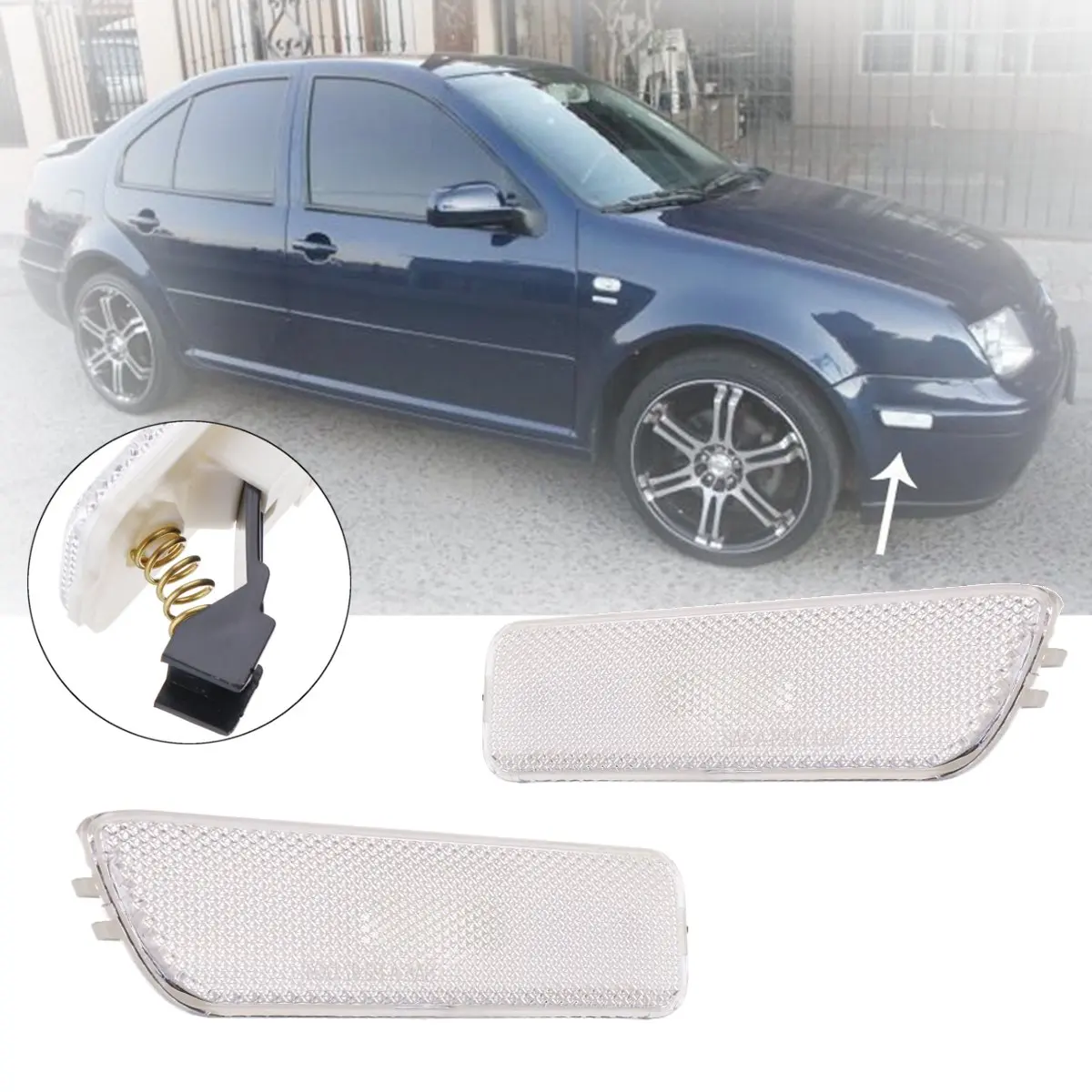 Пара белых боковых фар переднего бампера для VW/Golf Jetta Bora MK4 1999 2000 2001 2002 2003 20004 2005