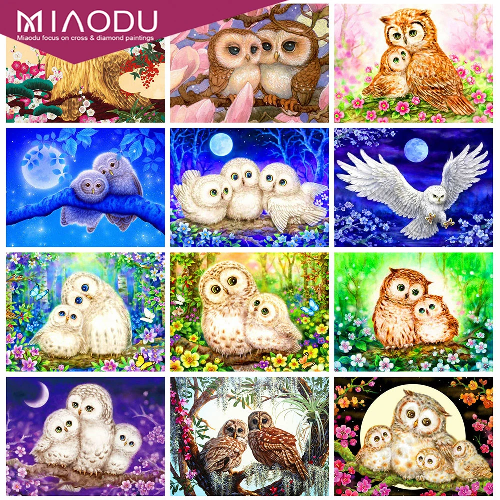 

Miaodu Diamond Painting Set Cartoon Animal 5D DIY Diamond Embroidery Owl Pictures Of Rhinestones Mosaic Craft Kit