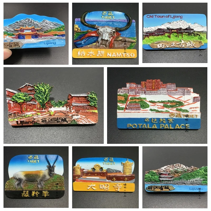 3d магниты на холодильник, магниты на холодильник из смолы, Китай, Тибет, Лицзян, сценический сувенир для туризма в коллекцию на холодильник