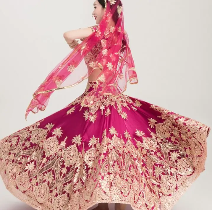 Индийские сари традиционный костюм с вышивкой Женский танцевальный в этническом