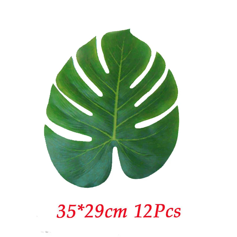 12pcs Palm Leaves Гавайи участник Luau Розовый фламинго декоративная бумага для вечеринок Салфетка под тарелку кружку День рождения летняя Гавайская Гавайский вечерние поставки - Цвет: 12pcs Palm Leaves