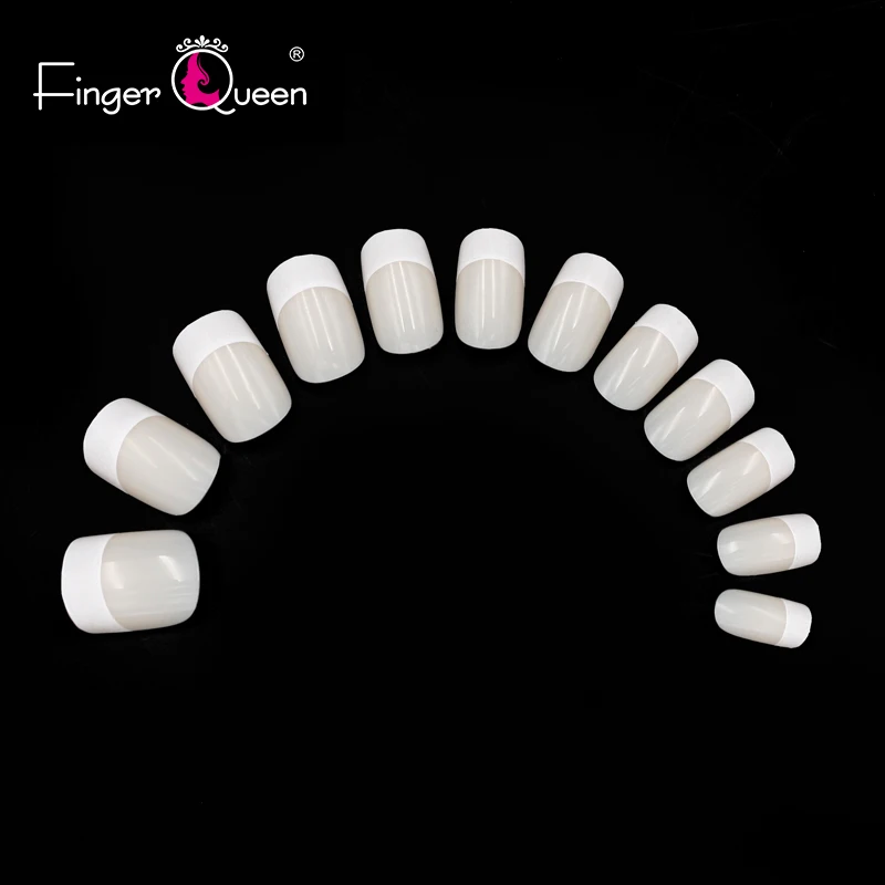 Fingerqueen 100 шт+ коробка обнаженные французские акриловые ногти круглые короткие/квадратные поддельные ногти Леди Украшение для пальцев повседневная одежда