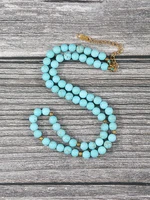 yuokiaa natural blue turquoise yoga japamala necklaces healing buddhism rosary meditation with lobster clasp chain beaded choker