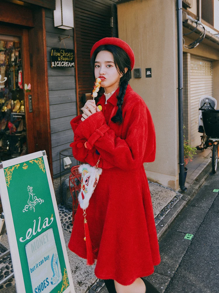 Женский короткий мини костюм выше колена милый Полный комплект с квадратным