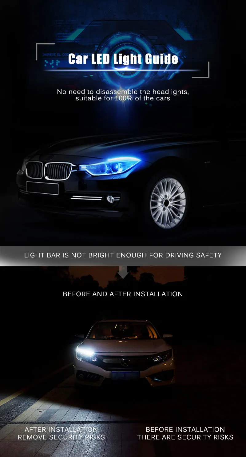 Ceyes 2 х Светодиодные полосы автомобильные аксессуары DRL дневные ходовые огни указатель поворота автомобильный стоп-сигнал фара в сборе для hyundai