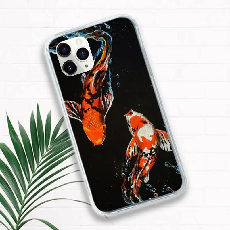 

Chinese Koi Fishes animal Phone Cases for iPhone 11 12 pro XS MAX 8 7 6 6S Plus X 5S SE 2020 XR Luxury brand shell funda coque