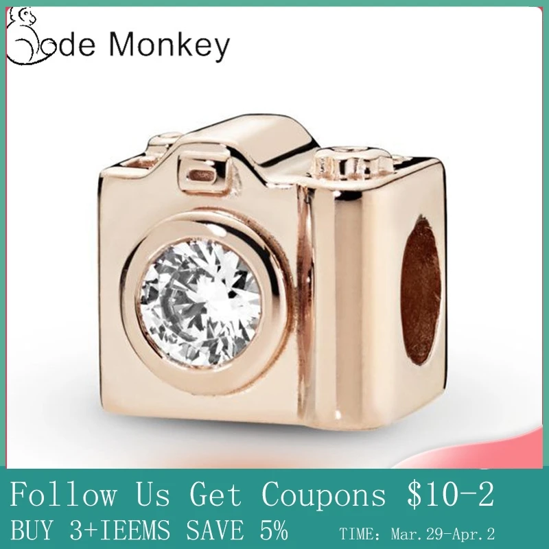 CodeMonkey 100% Настоящее серебро 925 пробы розовый золотой цвет для путешествий камера