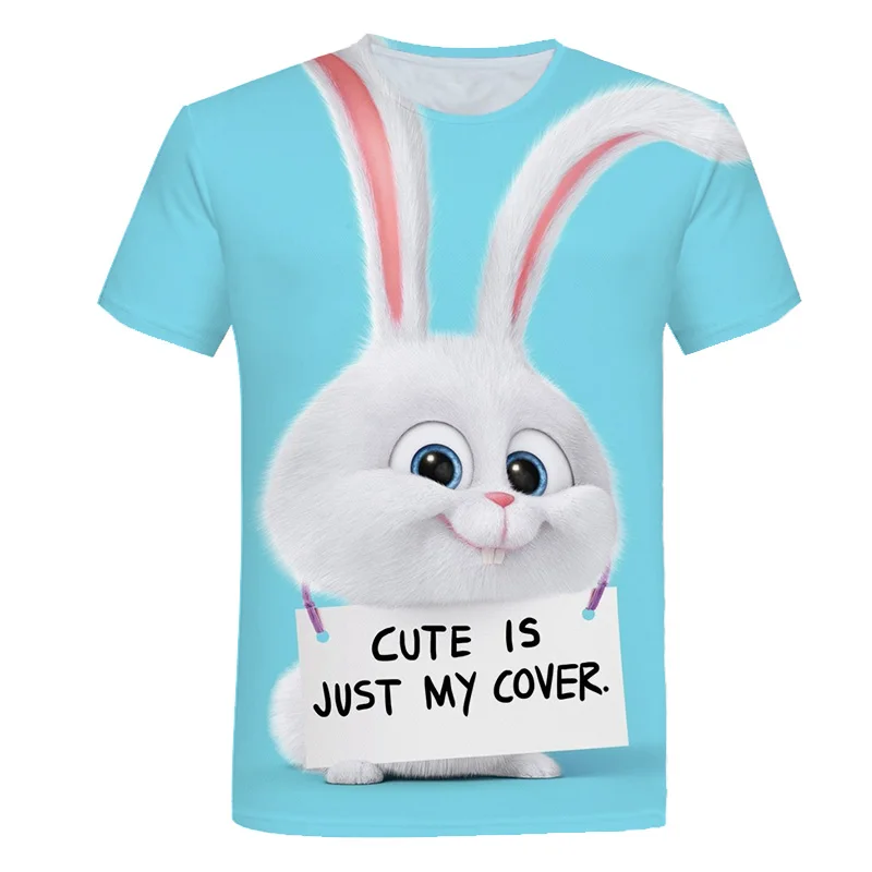 

Summer New Style Children's T-shirt Casual Short-sleeved Tops 3D Smart Rabbit Print T-shirt Boys and Girls Fashion Streetwear
