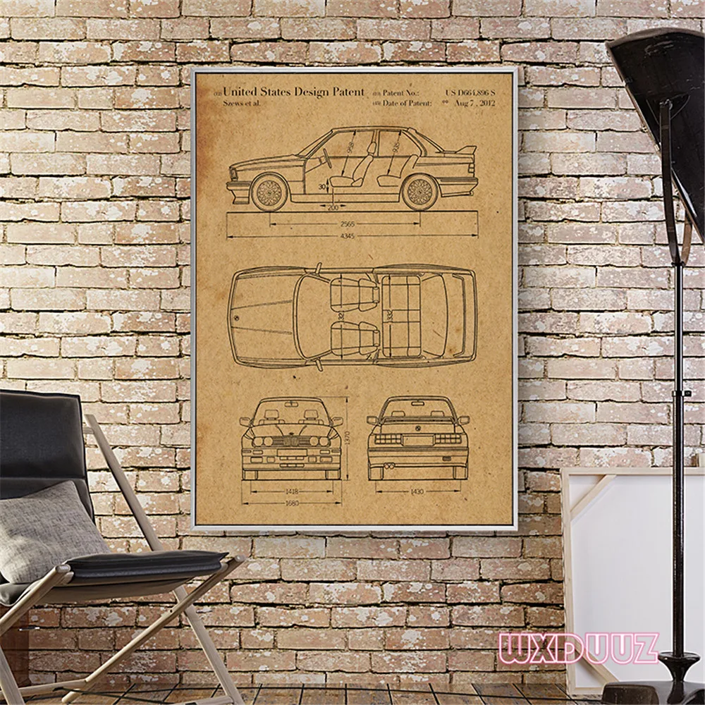 Декор детской комнаты старые промышленные автомобили дизайнерский плакат