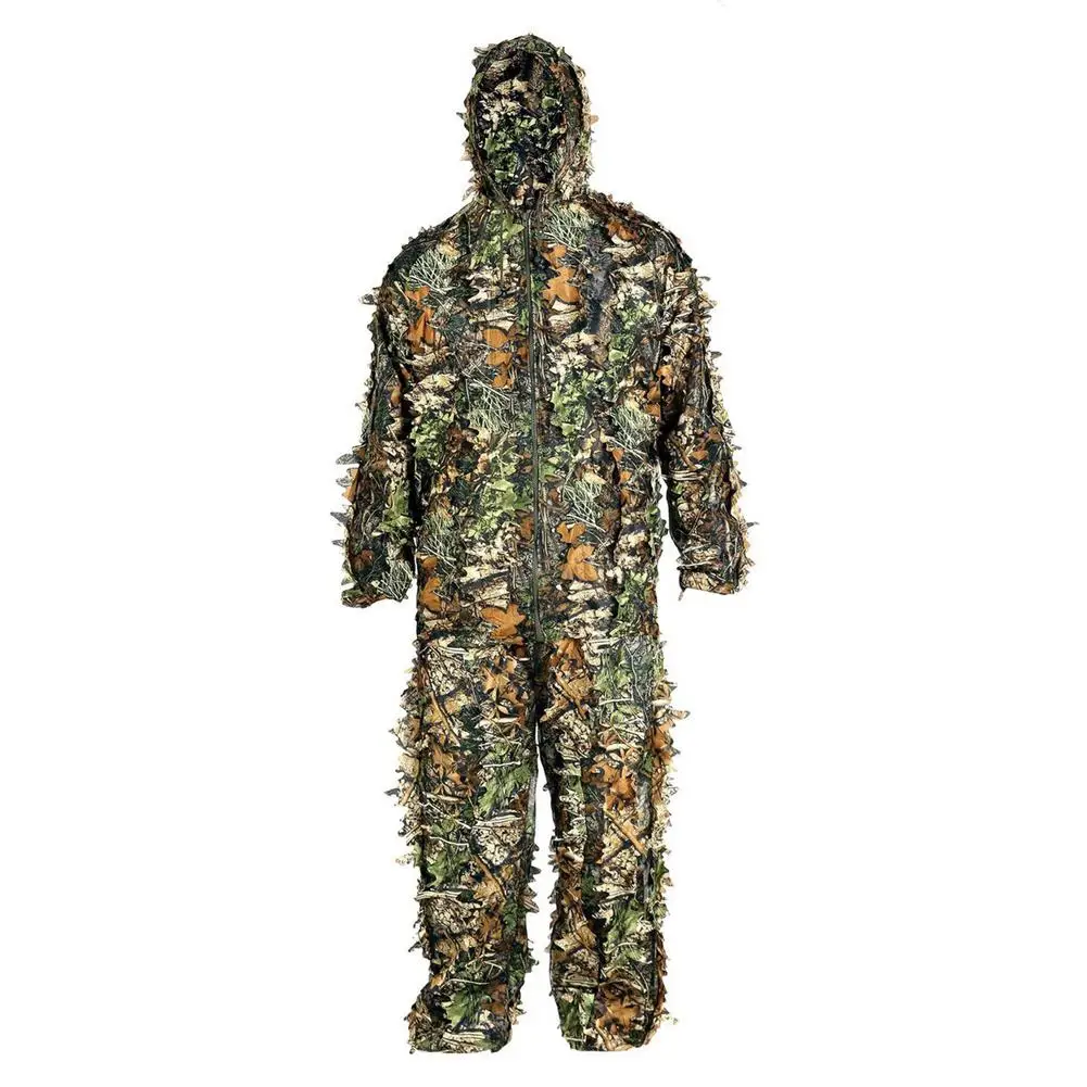 

Мужской Женский Детский уличный костюм Ghillie, камуфляжная одежда, тренировочная одежда в виде листьев, охотничий костюм, брюки, куртка с капю...