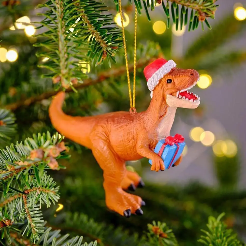 

Рождественский динозавр, смола, искусственные рождественские украшения, креативное украшение, кулон, аксессуары для новогодвечерние 2022