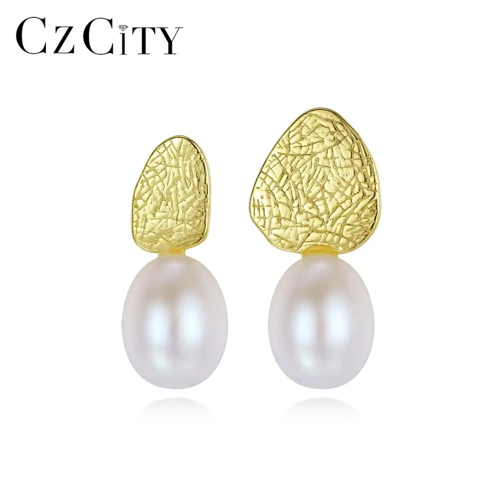 

CZCITY Pear Shape 925 Sterling Silver Stud Earrings for Women Girls Pearl Fine Jewelry Party CZ Boucle D'Oreille Femme SE0382-1