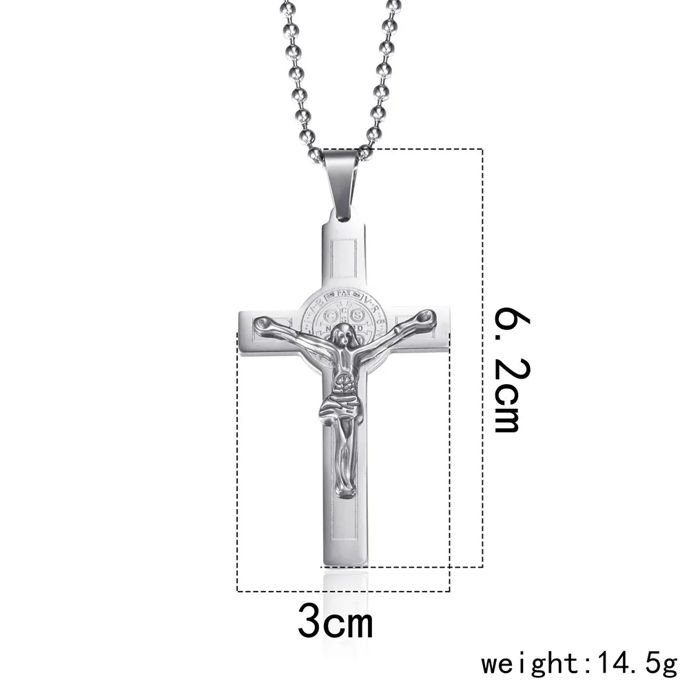 

Simple Crucifixion Necklace Domineering Men's Stainless Steel Cross Pendant Religious Belief Lucky Jewelry Believers Accessories