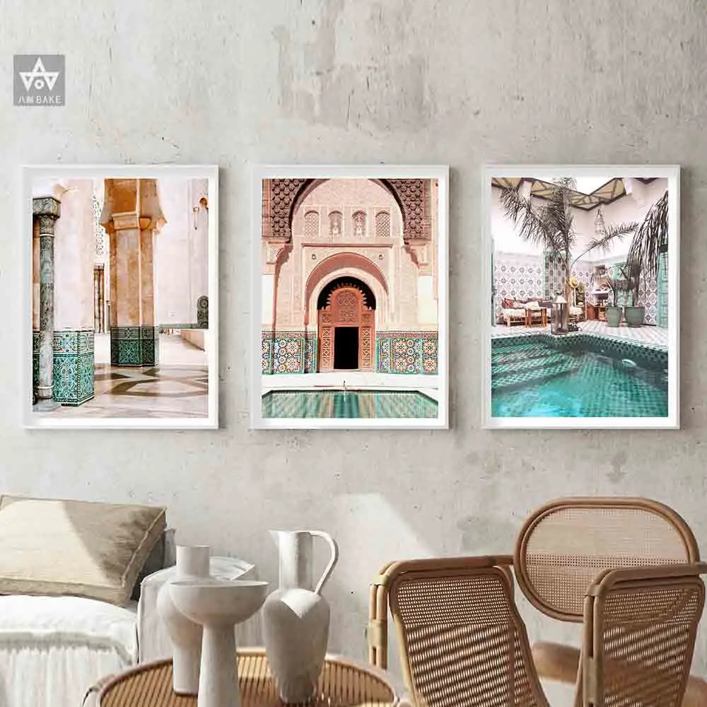 Настенная картина в стиле бохо ландшафт искусство раньше Марракеш постер холст