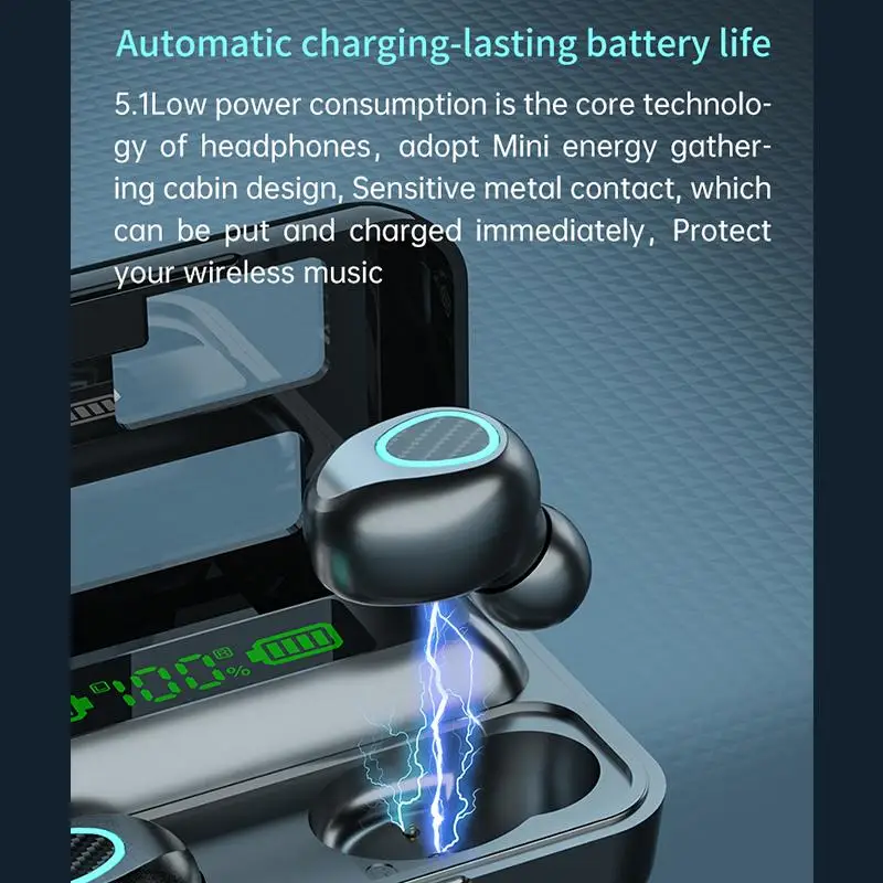 

TWS Bluetooth 5.1 Earphones With Charging Box Wireless Headphone 3D Stereo Sports Waterproof Earbuds Headsets With Microphone