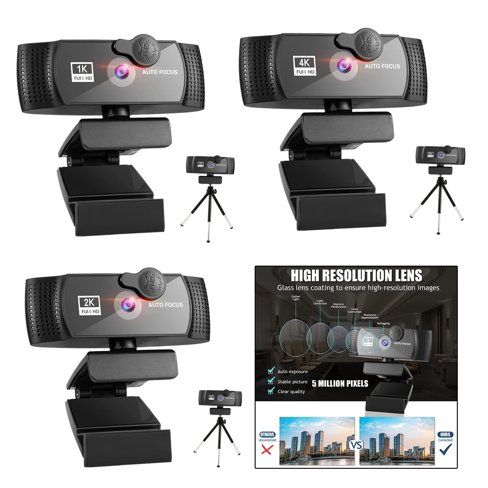 

Webcam 1080p HD w/ Noise-Cancelling Microphone Privacy Protection USB for Gaming Online Learning with Beauty Retouch Computer