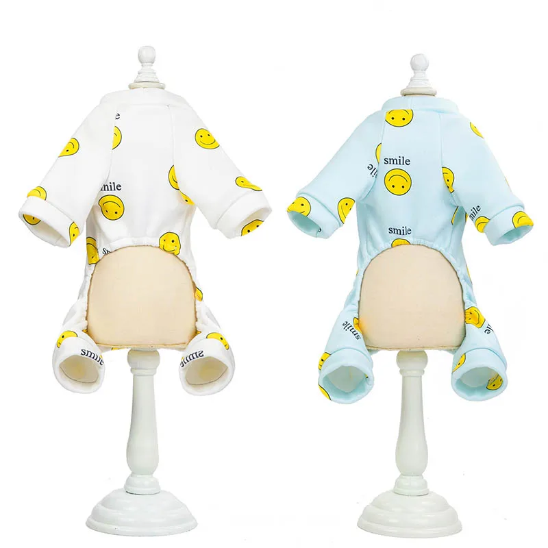 Зимнее теплое флисовое пальто с милой улыбкой для маленьких собак и кошек