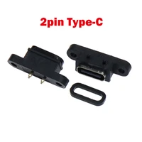 100x usb 3 1 connector type c 2pin 2 welding wire female waterproof female socket with screw hole rubber ring fast charging port
