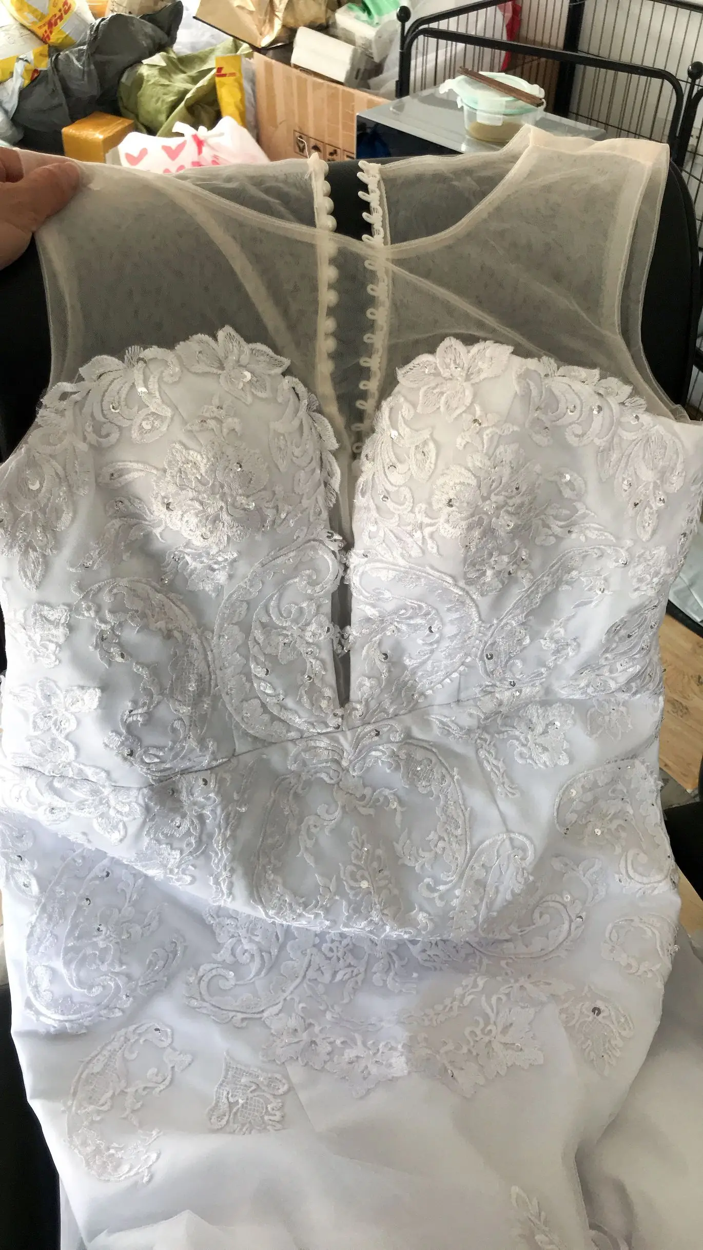 

Long Cape Mermaid Wedding Dresses 2020 Real image Lace Applique Covered Buttons Garden Summer Beach Bride Reception Wedding Gown