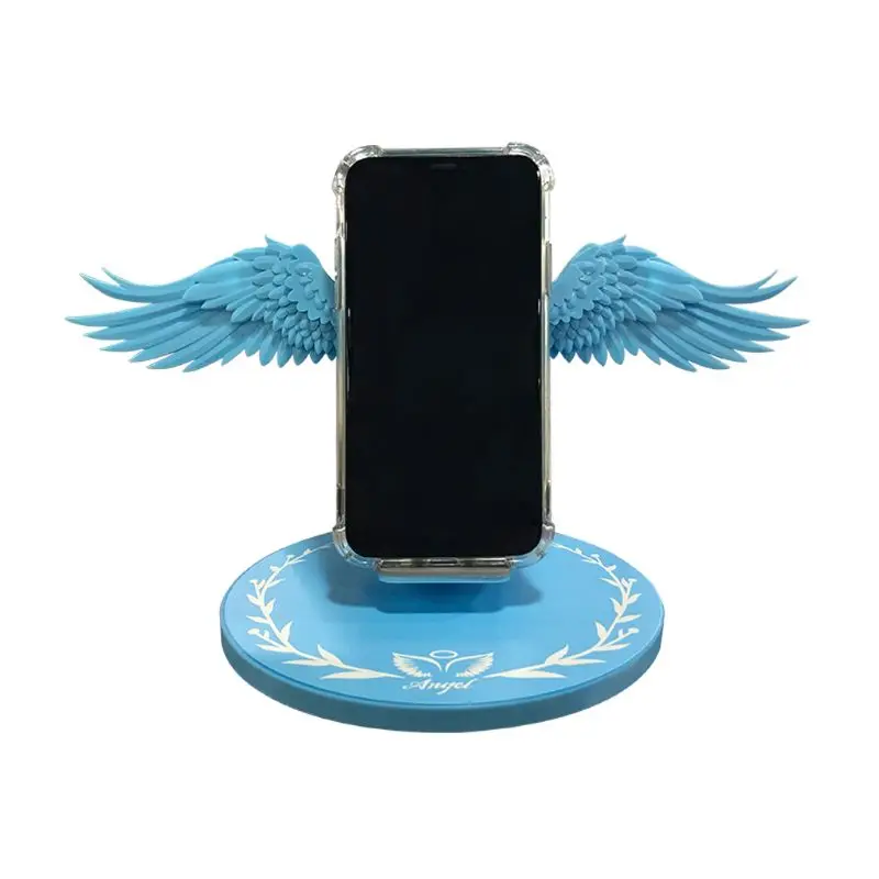 universal 10w led angel wings charging dock wireless fast charger mount stand holder for phone 11 pro s xs 8 plus mobile phone free global shipping