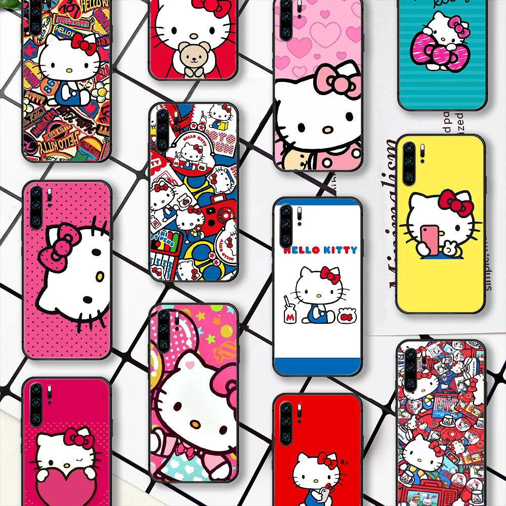 

Cartoon Cute Hellos Kittyes Phone Case For Huawei P Mate Smart 10 20 30 40 Lite Z 2019 Pro black Cell Pretty Waterproof Silicone