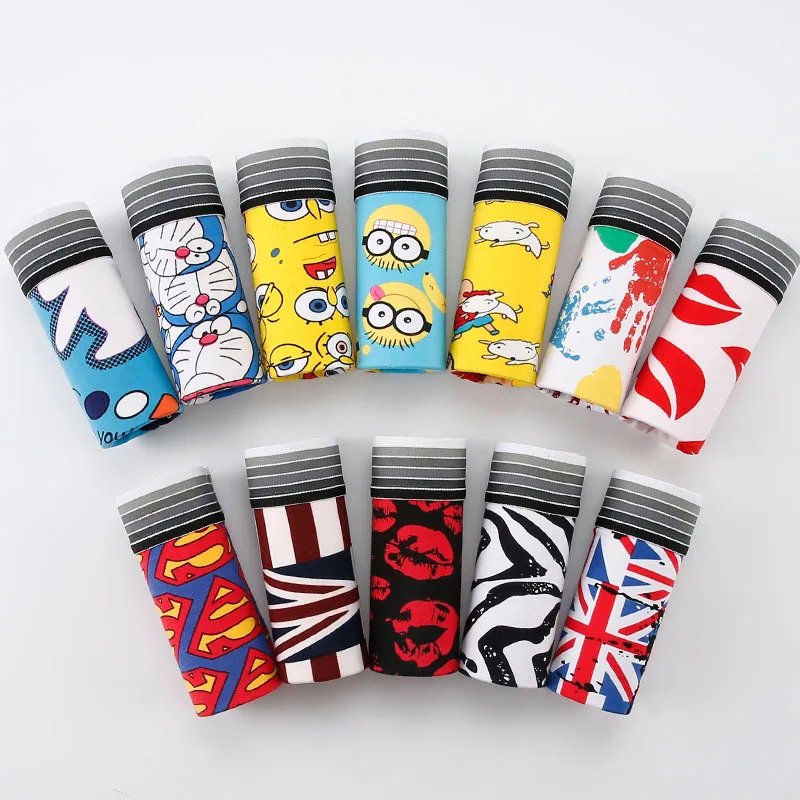 Мужские трусы-боксеры хлопковые трусы со средней талией и принтом в виде