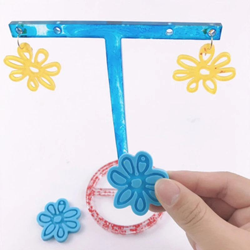 

N0HE Earrings Epoxy Resin Mold Knot Flower Keychain Ear Drop Dangles Silicone Mould