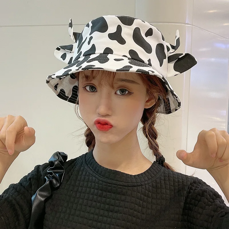 Панама женская в Корейском стиле шляпа рыбака с милым рогом животного модная