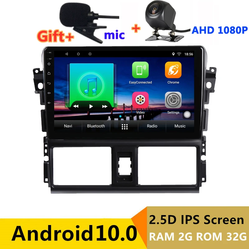 2 din android 10 автомобильное радио авто стерео для Toyota YARIS Vios 2014 2015 2016 навигация GPS DVD