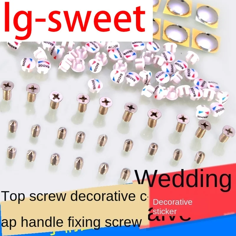 

Basin faucet handle red and blue standard handle fixing screw accessories screw top silk decorative cap cold and hot mark 2Pcs